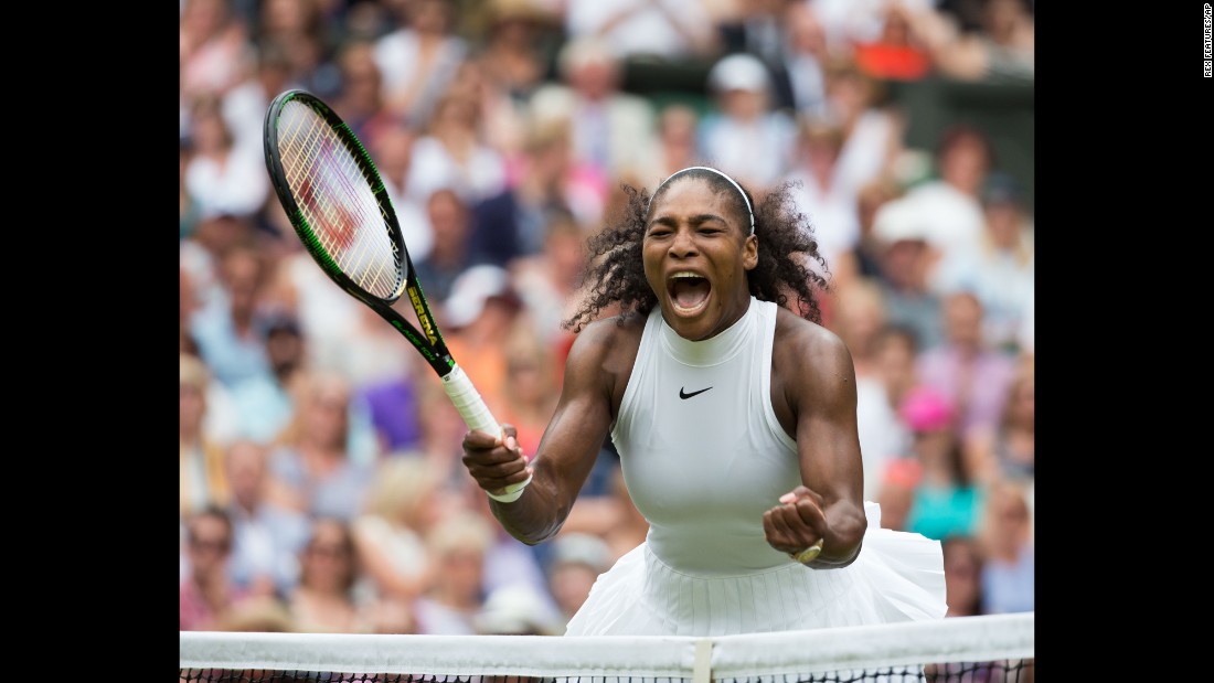 Serena Williams celebrates her seventh Wimbledon title on Saturday, July 9. The American defeated Germany&#39;s Angelique Kerber &lt;a href=&quot;http://edition.cnn.com/2016/07/09/tennis/wimbledon-serena-williams-angelique-kerber-tennis/&quot; target=&quot;_blank&quot;&gt;for her 22nd Grand Slam &lt;/a&gt;-- tying Steffi Graf for the most in the Open era.