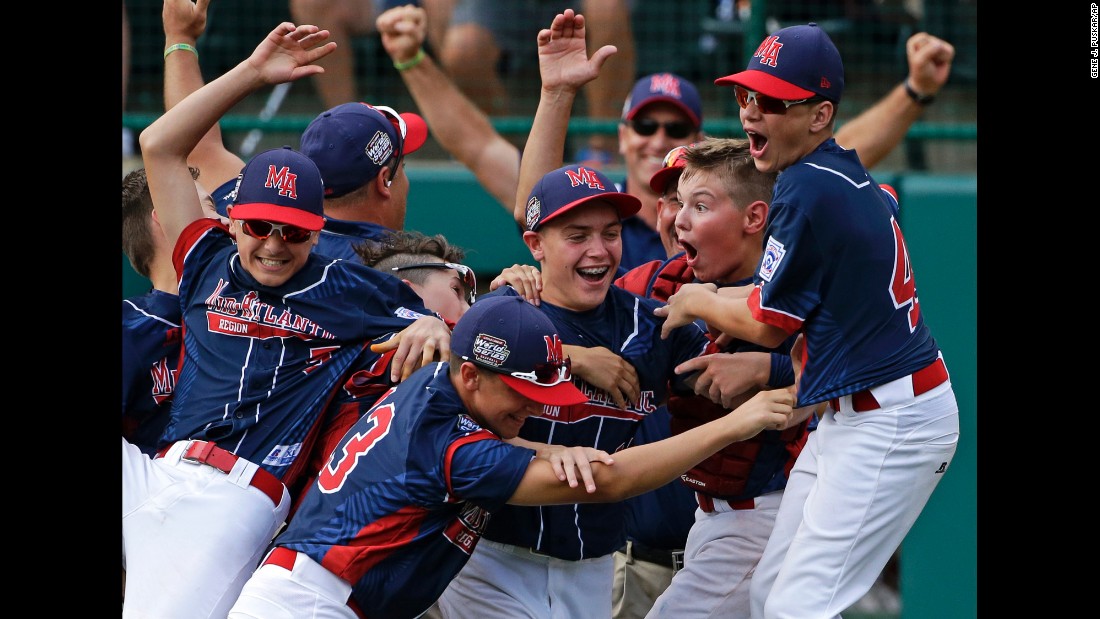 Little League baseball players from Maine-Endwell, New York, celebrate after they beat a team from South Korea to win the Little League World Series on Sunday, August 28. It&#39;s the first American team to win the competition since 2011.