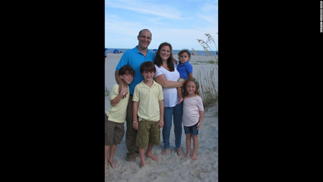 Monica Schulman with her husband and four children on vacation in August 2014. In 2015 she was diagnosed with Parkinson&#39;s disease. 