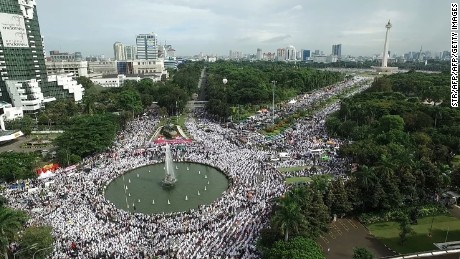 Thousands of Indonesians converged on central Jakarta to demand Ahok&#39;s ouster.
