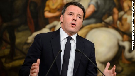 Italian Prime Minister Matteo Renzi speaking after the referendum in Rome on Sunday.