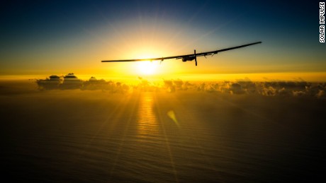 Hawaii, USA, Feb 26th 2016: Solar Impulse 2 undertakes a maintenance flight performed by the test pilot Markus Scherdel in Hawaii before the resuming of the First Round-the-World Solar flights late April 2016. The Round-the-World Flight will take 500 flight hours and cover 35000 km. Swiss founders and pilots, Bertrand Piccard and André Borschberg hope to demonstrate how pioneering spirit, innovation and clean technologies can change the world. The duo will take turns flying Solar Impulse 2, changing at each stop and will fly over the Arabian Sea, to India, to Myanmar, to China, across the Pacific Ocean, to the United States, over the Atlantic Ocean to Southern Europe or Northern Africa before finishing the journey by returning to the initial departure point. Landings will be made every few days to switch pilots and organize public events for governments, schools and universities.