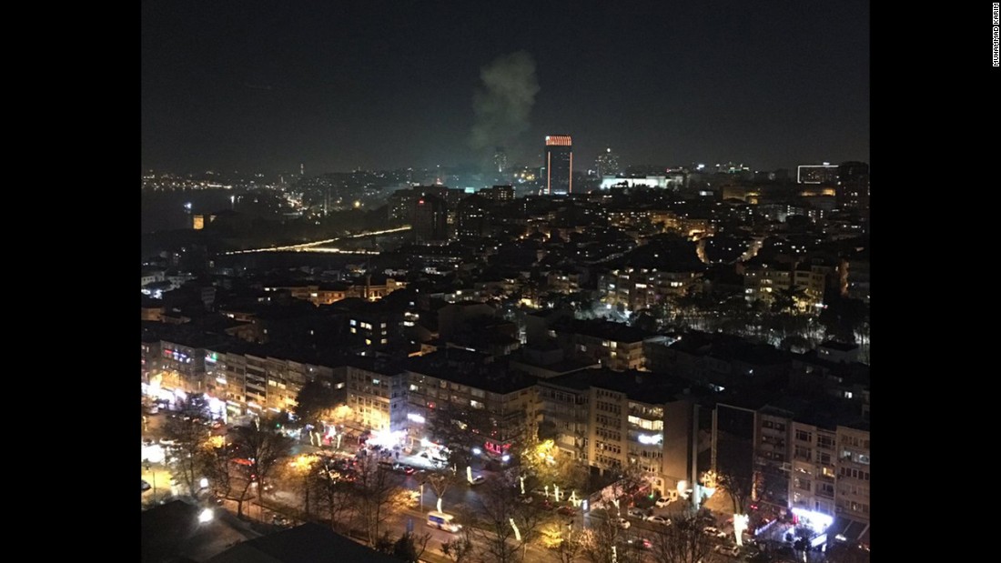 Muhammad Karim took this image showing the smoke from the explosions and a video showing emergency vehicles responding to the scene in Istanbul. &quot;Massive Boom in Istanbul. Two of them. In or near Besiktas Stadium,&quot; he posted on Twitter.