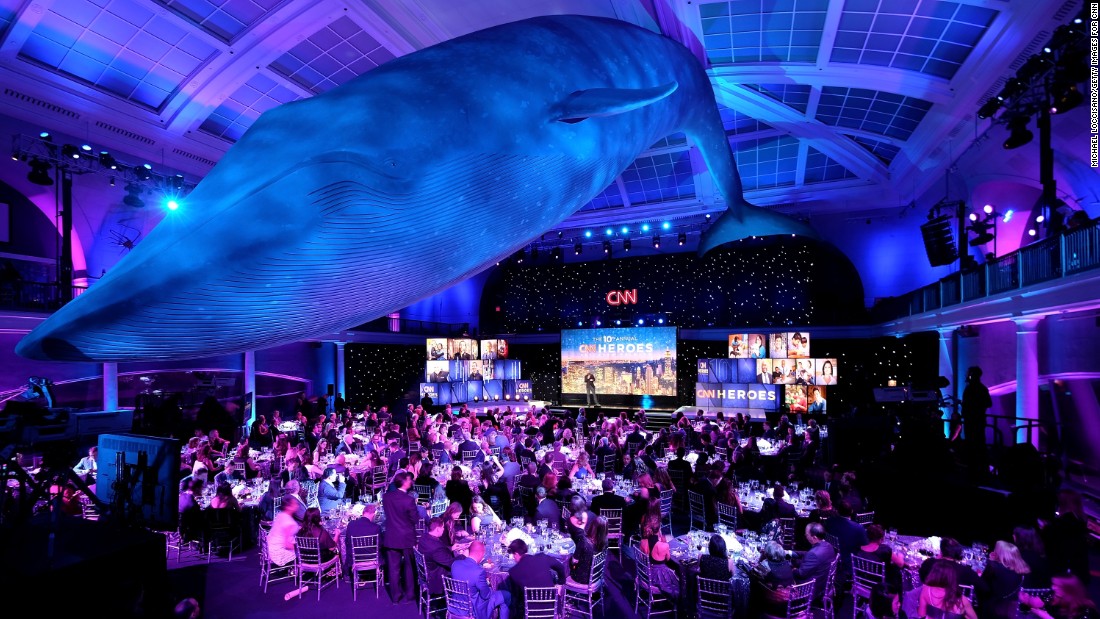 A view of the Irma and Paul Milstein Family Hall of Ocean Life during the CNN Heroes gala.