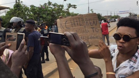 Activists rally in the city of Kumba, Cameroon, on December 9, 2016.