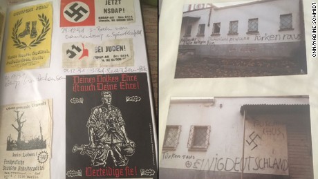 Throughout the years Schramm has kept a scrapbook of neo-Nazi stickers and graffiti she&#39;s has come across. 