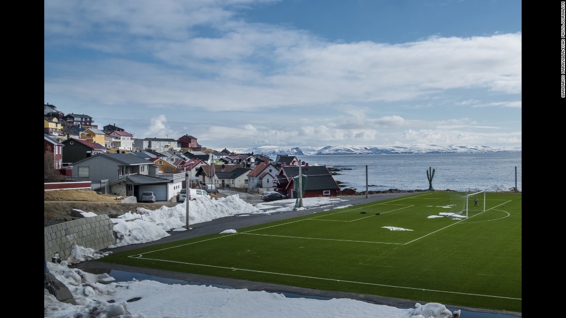 A soccer field in Norway&#39;s North Cape.