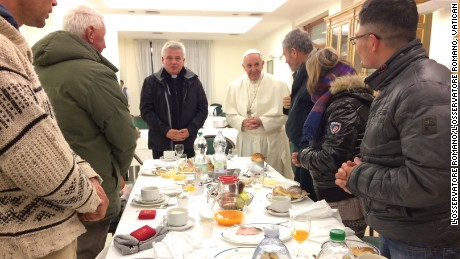 The birthday breakfast took place in the Vatican dining room. 