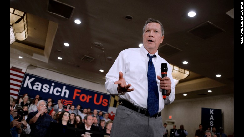 Republican presidential candidate John Kasich speaks during a town hall style campaign stop at the Crowne Plaza on April 19, 2016 in Annapolis, Maryland.