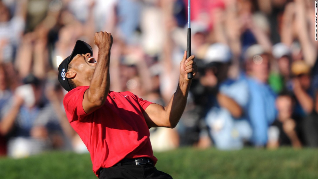 Despite being visibly hampered and in pain from a knee injury, Woods won the US Open in breathtaking fashion at Torrey Pines, California, in 2008. It was his 14th major title to leave him only four behind the record of Jack Nicklaus. He was later diagnosed with knee ligament damage and two fractures of his left tibia. He missed the rest of the season after surgery. It is still his last major title. 