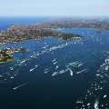 Sydney Hobart aerial shot fleet