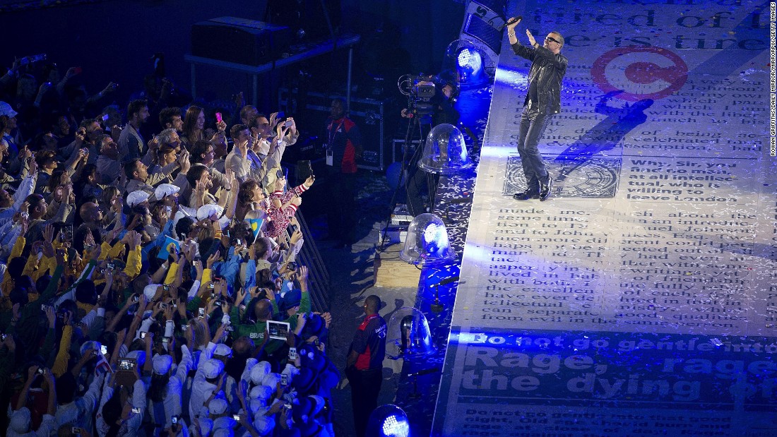 Michael performs at the closing ceremony of the 2012 Olympic Games.