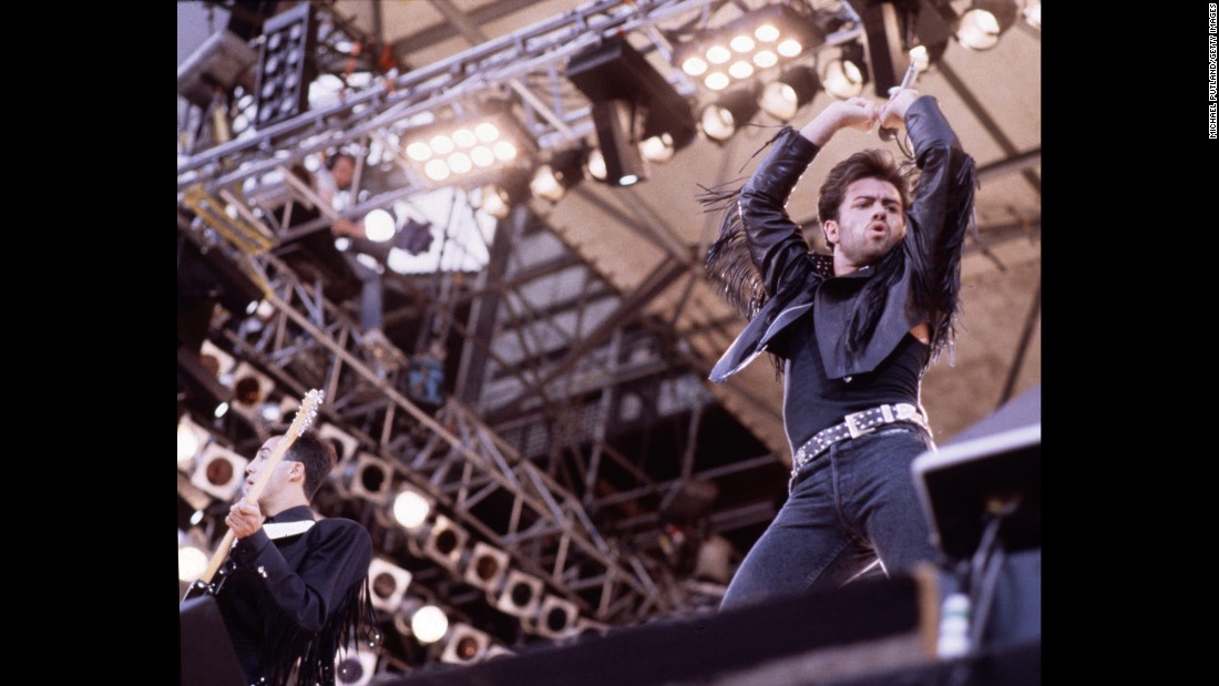Wham! performs its final show in front of 72,000 fans at London&#39;s Wembley Stadium on June 28, 1986. Michael later went on to have a successful solo career.