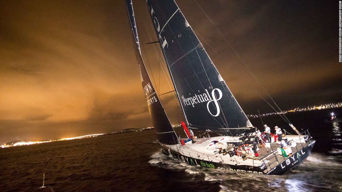 Perpetual Loyal sails up the Derwent River in the early hours of Wednesday to clinch a record-breaking victory in the 2016 Rolex Sydney to Hobart race. 