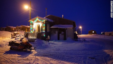 In the winter, the skies in Shishmaref appear to be frozen in twilight. 