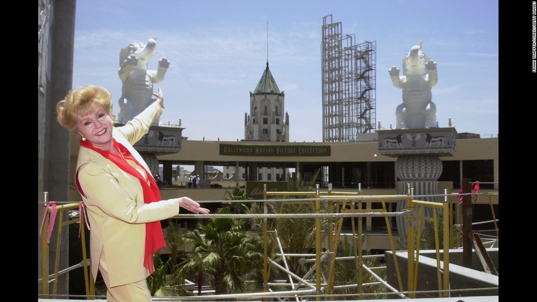 Debbie Reynolds in 2001 at the site of the new Hollywood Motion Picture Collection, where her $30 million motion picture costume collection would be housed. 