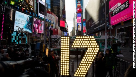 Preparations are under way in Times Square ahead of the New Year&#39;s Eve celebration.