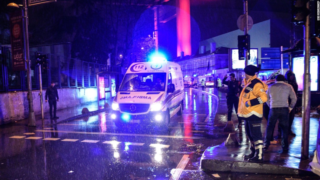 An ambulance transports those wounded in the attack.