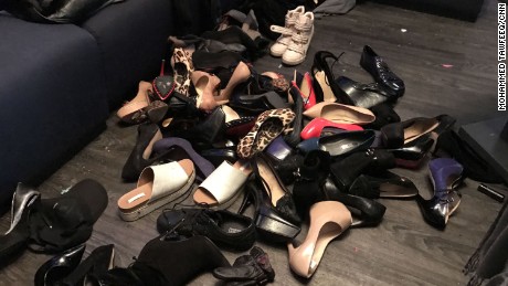 This pile of shoes was left littering the club after the panic of the mass shooting.
