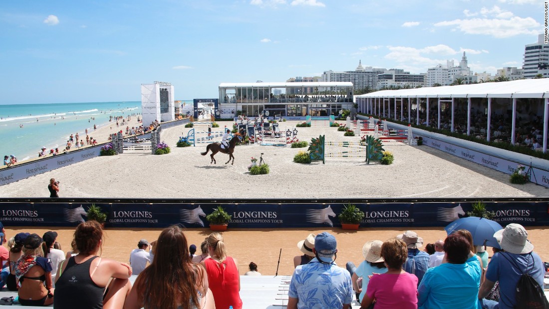 The Longines Global Champions Tour -- an elite, eight-month long showjumping competition -- is now in its 12th year. The competition visits locations all over the world, including the beaches of Miami (pictured).