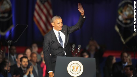 President Barack Obama delivers a farewell speech to the nation on January 10, 2017 in Chicago, Illinois.