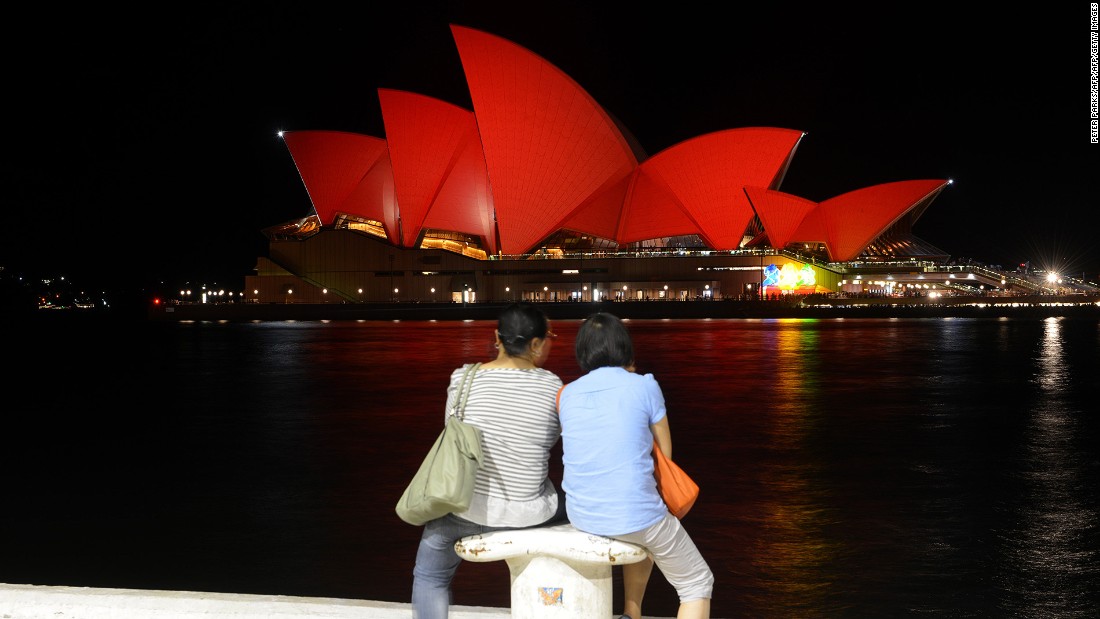 &lt;strong&gt;Around the city, Sydney: &lt;/strong&gt;The city&#39;s iconic Sydney Opera House gets a red hue in honor of Lunar New Year.