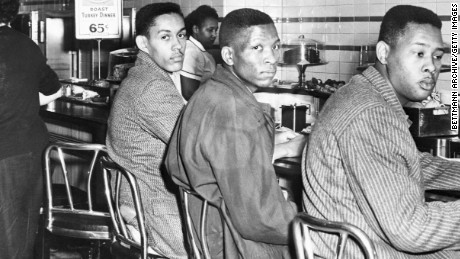 On February 1, 1960 four African-American students at North Carolina A&amp;T College participate in a sit-in at a F. W. Woolworth&#39;s lunch counter reserved for white customers in Greensboro, North Carolina.