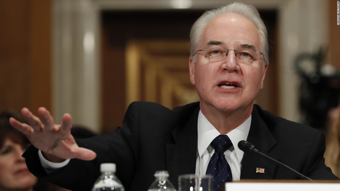 Price testifies at his confirmation hearing in January. Price &lt;a href=&quot;http://www.cnn.com/2017/01/24/politics/tom-price-nomination-hearing-finance/&quot; target=&quot;_blank&quot;&gt;confronted accusations&lt;/a&gt; of investing in companies related to his legislative work in Congress -- and in some cases, repealing financial benefits from those investments. Price firmly denied any wrongdoing and insisted that he has taken steps to avoid any conflicts of interests. 