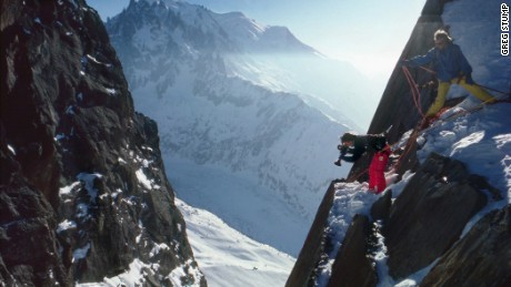 Stump and Murray Ball filming a sequence on the Grands Montets in Chamonix.