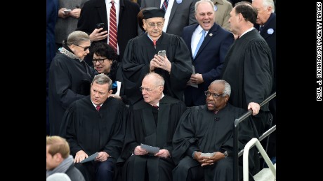 Thomas and his fellow Supreme Court justices at the inauguration of President Trump in January 2017.
