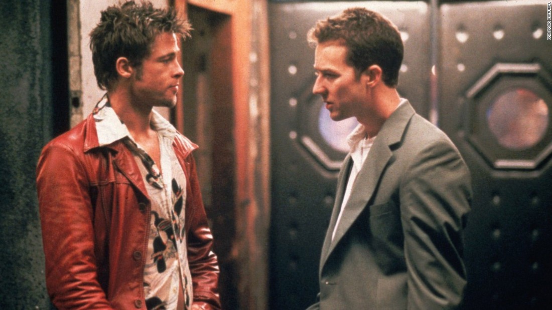 Brad Pitt, left, is Edward Norton&#39;s alternate personality, Tyler Durden, who launches a destructive anarchist organization in &quot;Fight Club.&quot;