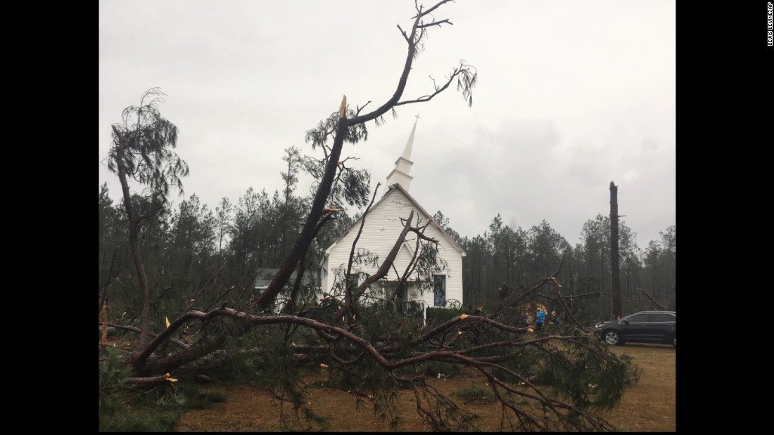 Trees fell and damaged the steeple of Zoar United Methodist Church near Baxley on January 22.