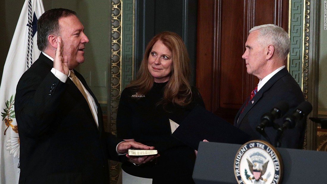 Mike Pompeo is joined by his wife, Susan, as he is sworn in as CIA director on Monday, January 23. Pompeo, who is vacating his seat in the US House, was &lt;a href=&quot;http://www.cnn.com/2017/01/23/politics/mike-pompeo-cia-director-confirmation-vote/&quot; target=&quot;_blank&quot;&gt;confirmed by the Senate&lt;/a&gt; in a 66-32 vote.