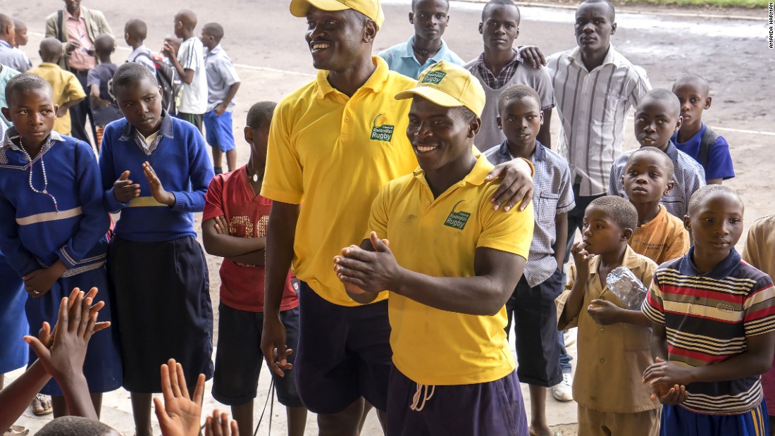 Kamanda Tharcisse (smiling on the left) was one of the first players introduced to the game by Rees.