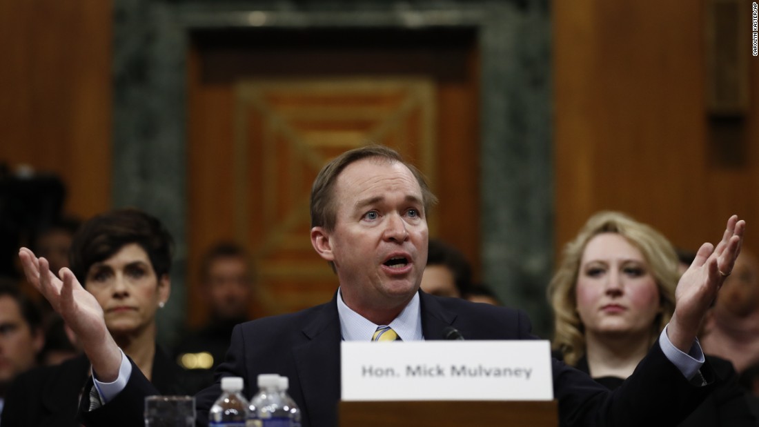 Mulvaney testifies before the Senate Budget Committee in January. He &lt;a href=&quot;http://www.cnn.com/2017/01/24/politics/mick-mulvaney-hearings-omb/&quot; target=&quot;_blank&quot;&gt;didn&#39;t back off his views&lt;/a&gt; that entitlement programs need revamping to survive -- and he didn&#39;t back away from some of his past statements on the matter. President Donald Trump, during his campaign, pledged not to touch Social Security or Medicare.