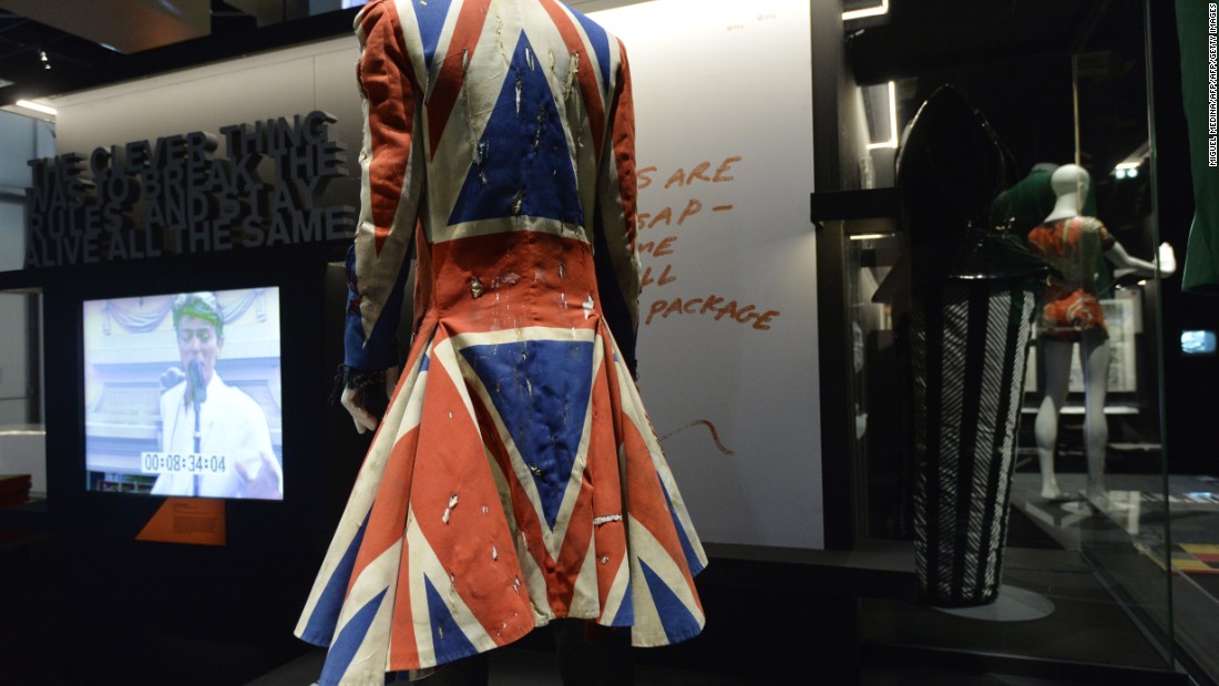 Designed for David Bowie for the 1996 VH1 Fashion Awards, the now iconic &quot;Union Jack&quot; frock with its frilly black-lace cuffs is one of Alexander McQueen&#39;s earliest designs. The theme was revisited in his later creations, including scarves and clutch bags carrying the distinct red, white and blue colors of the Union flag.&lt;br /&gt;