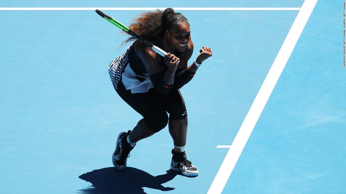 Serena Williams, aged 35, reached her 10th consecutive grand slam semifinal by beating Britain&#39;s Johanna Konta 6-2 6-3.