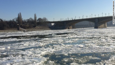 Parts of the river in Budapest, Hungary, started to freeze earlier in the month. &quot;It was minus 17 celsius,&quot; Cathy Wigley told CNN.