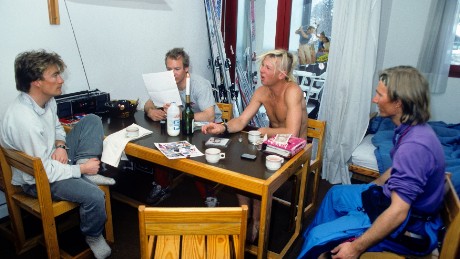 The crew took every opportunity to party in Chamonix, says Stump (left). 