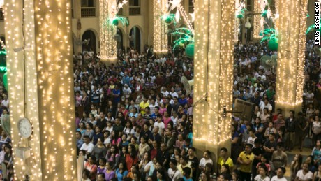 Churchgoers attending the Simbang Gabi (Dawn Mass) mass at the Redemptorist church presided over by Catholic Priest Fr. Amado Picardal in Paranaque City  Thursday December 22, 2016.  