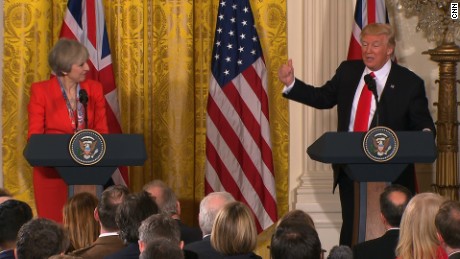 UK PM Theresa May and President Trump at a press conference