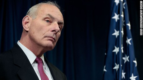 Secretary of Homeland Security John Kelly listens to questions during a press conference related to President Donald Trump&#39;s recent executive order concerning travel and refugees, January 31, 2017 in Washington, DC.