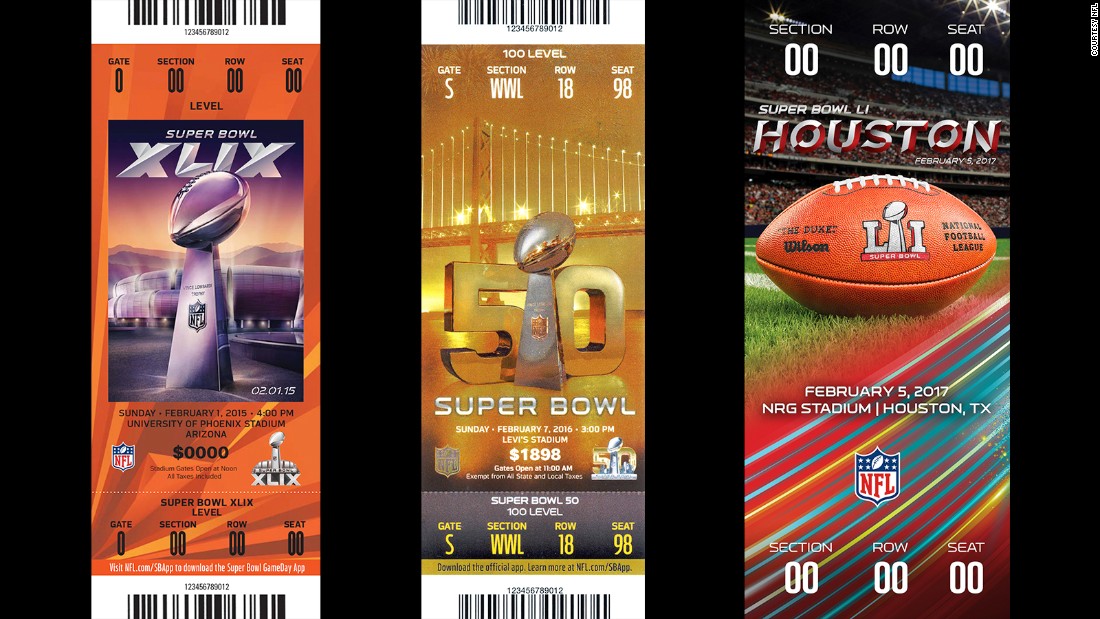 Tickets for Super Bowls XLIX, 50 and LI.  