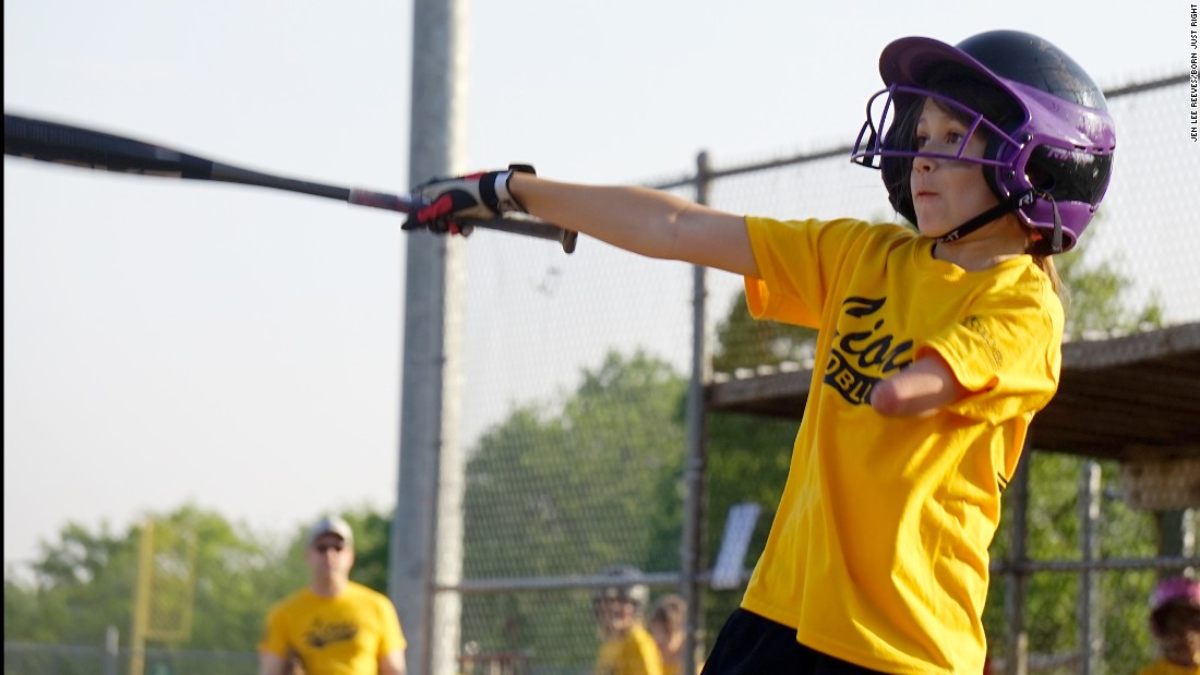 Jordan is an athlete; she&#39;s shown here taking a swing on the baseball field.