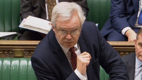 Brexit Secretary David Davis speaks in the House of Commons.