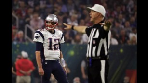 New England Patriots' Julian Edelman is upended by Atlanta Falcons' Philip  Wheeler, bottom, during the first half of the NFL Super Bowl 51 football  game Sunday, Feb. 5, 2017, in Houston. (AP