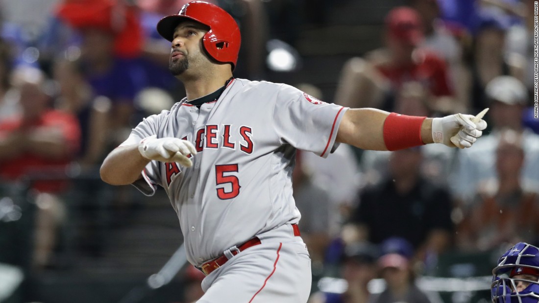 A three-time NL MVP and two-time World Series champion, Albert Pujols is simply one of the greatest power hitters in history. At 37, he&#39;s currently ninth on the all-time home run leaders list (591) and his power is not waning.  A 2012 move to the American League&#39;s Los Angeles Angels -- on a 10-year $240 million deal -- enabled the Dominican to switch to designated hitter, where he posted 31 HR and 119 RBI last year. 