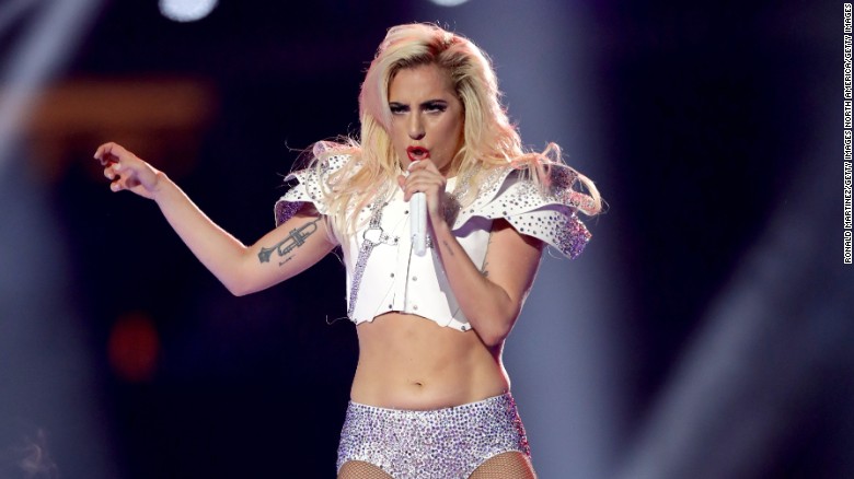Lady Gaga performs during the Super Bowl 51 halftime show at Houston&#39;s NRG Stadium in 2017.