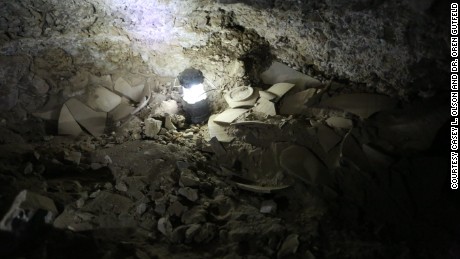 Dead Sea scroll jar fragments found in the cave
