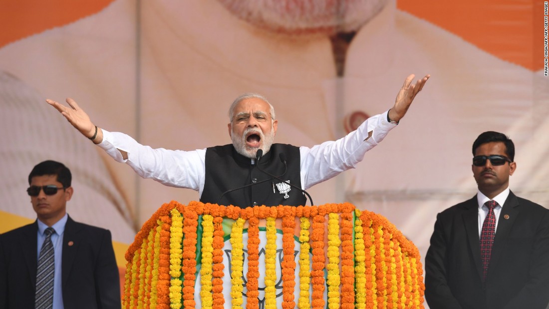 Popular Indian Prime Minister Narendra Modi won a landslide victory in the national elections in 2014. 